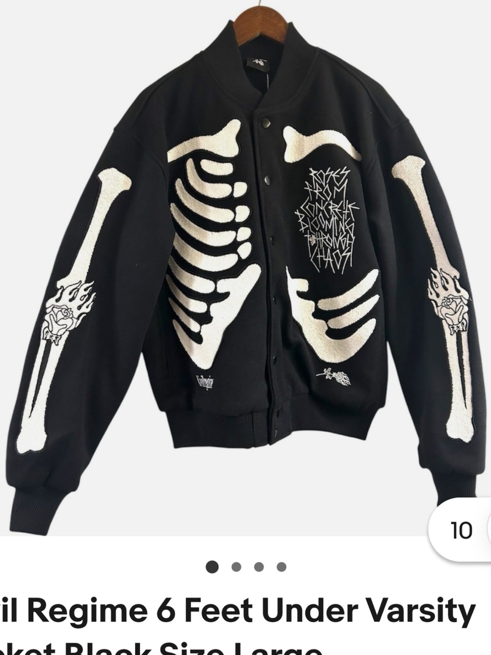civil regime Black Skeleton Varsity Jacket brand new with tag size small